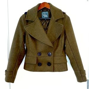 Olive Wool/Blend Cropped Military Style Coat from I. Spiewak & Sons